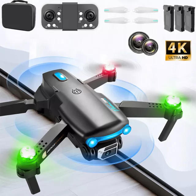 Drones GPS WIFI FPV 4K HD Dual Camera 3 Battery Foldable Selfie RC Quadcopter UK