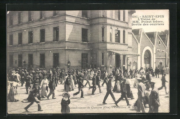 CPA Saint-Epin, L'Usine de MM. Poiret brothers, Sortie des workers 1908