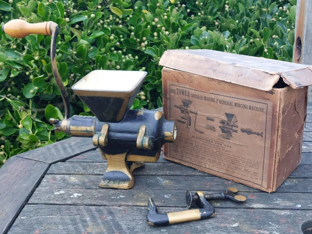 Antique TOWER SAUSAGE MAKING & GENERAL MINCING MACHINE Rare Working Meat Grinder