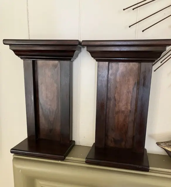 Pair of  Arts & Crafts Mission Style Espresso Oak Wall or Mantle Sconces 16" H