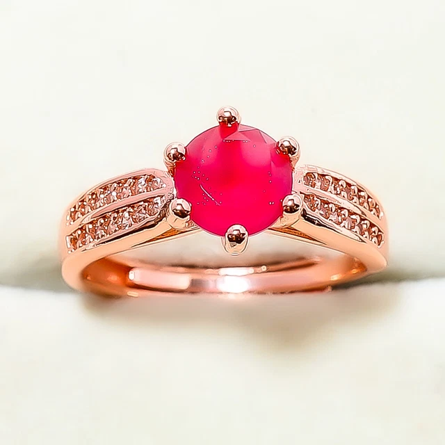 Ruby (Simulated) 925 Sterling Silver Rose Gold Plated Ring s.Adjst RC7419-1_4