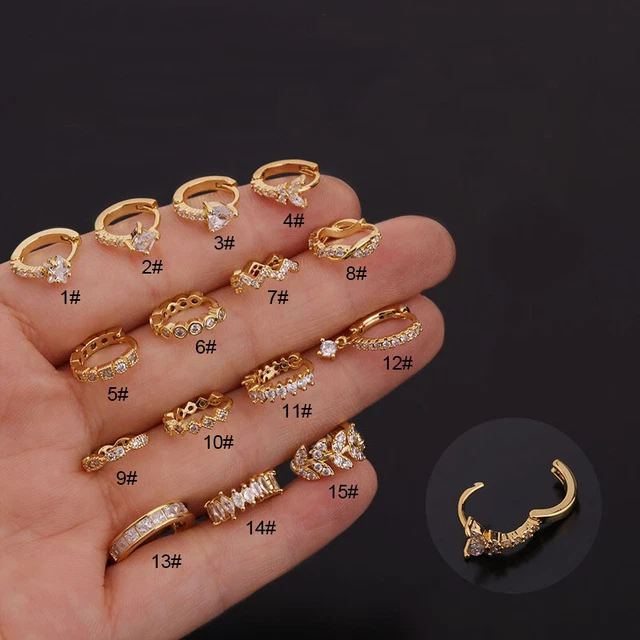 1Pc Cz Cartilage Hoop Earr For Women Fashion Helix Tragus Daith Conch Rook'SA