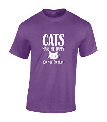 I gatti rendermi Felice Da Uomo T Shirt Carino Regalo per Amante dei gatti animali Gattino Fashion