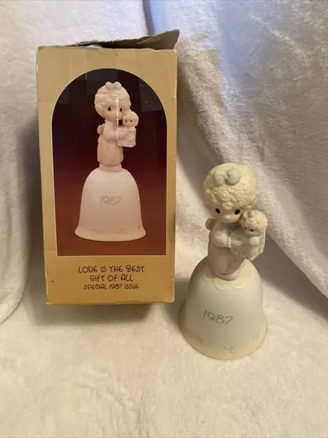 1987 Precious Moments Porcelain Bell Samuel Butcher Figurine Enesco