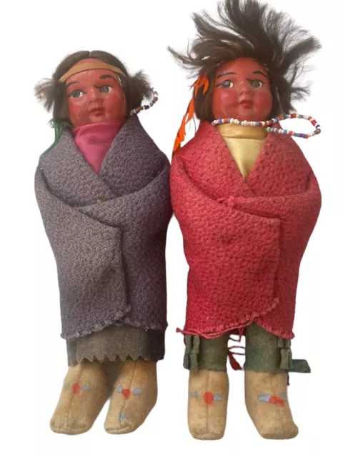 Antique MINNETONKA Skookum INDIAN Minnesota Twins DOLLS Saginaw Early 1900s