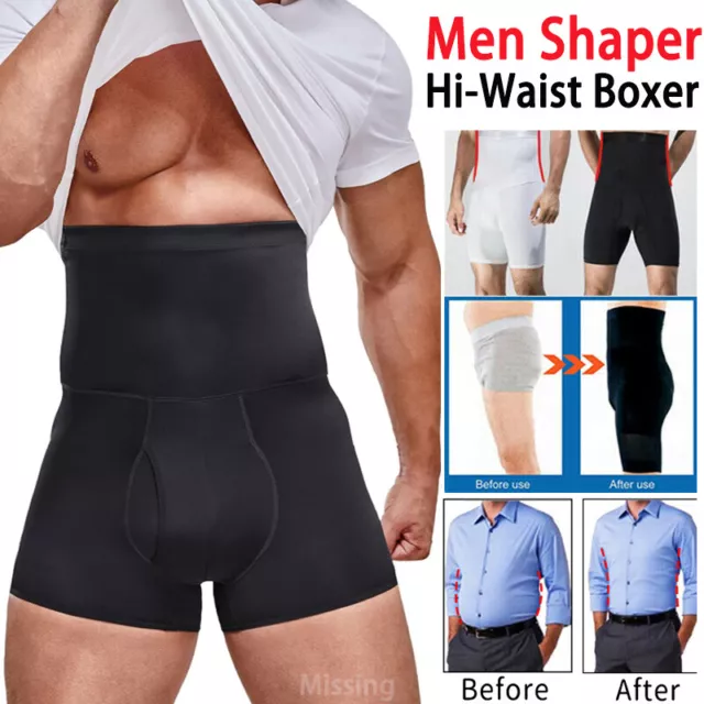 Men High Waist Boxer Shorts Tummy Slimming Compression Girdle Pants Body Shaper