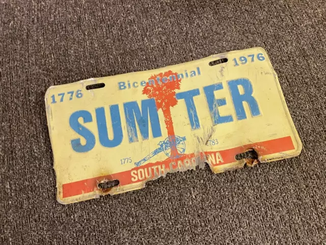 VINTAGE SUMTER SOUTH CAROLINA PALM TREE BICENTENNIAL SC license plate tag