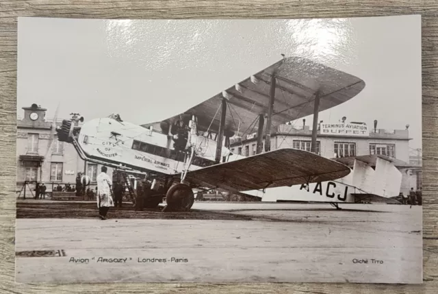 Ancienne Photo Carte Postale  Avion " Argozy " Londres - Paris  - 19 Passagers