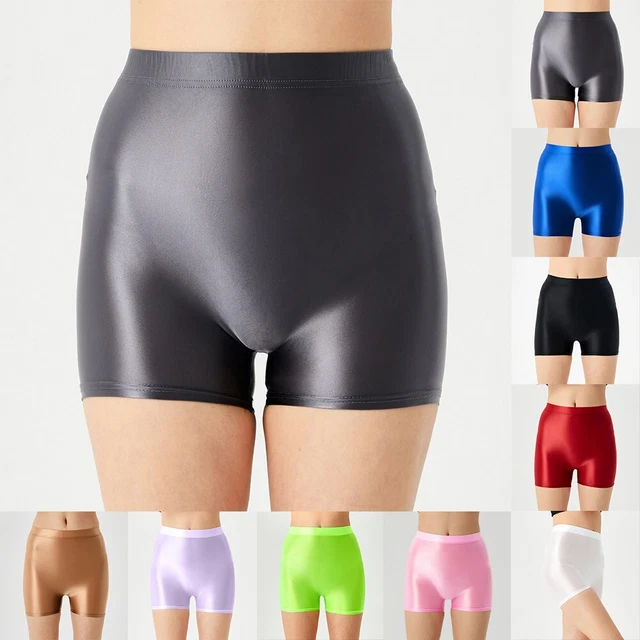 Gli appassionati di palestra e yoga danno un'occhiata a questi pantaloncini ad olio a vita alta lucidi!