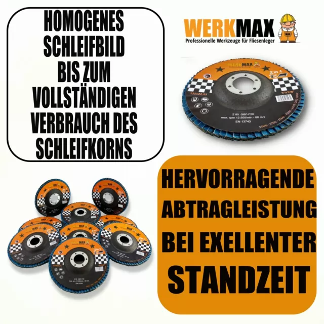 Werkmax® Trennscheiben 125 und 115 mm + Fächerscheiben 125 mm Korn 40 bis 80 3