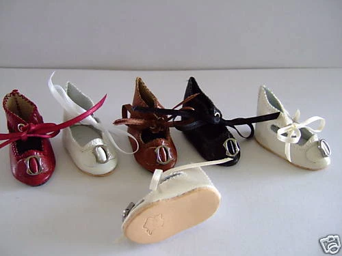 CHAUSSURES en CUIR JU5(4.5cm) pour POUPEE ANCIENNE DOLL SHOES-  G.BRAVOT -FRANCE