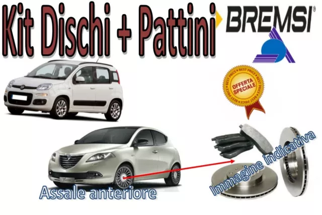 Kit Dischi + Pattini Freno Anteriori Bremsi - Fiat Panda Lancia Ypsilon 0.9