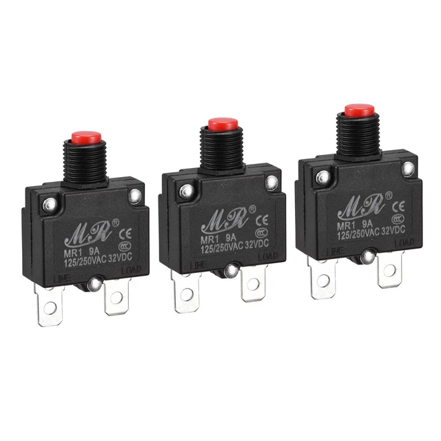 Circuito Sovraccarico Protettore 9A AC125/250V DC32V Premi Pulsante 3pz.