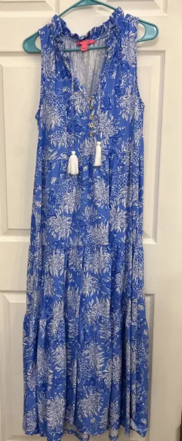 Lilly Pulitzer Malone Maxi Dres Boca Blue Croc And Lock It Medium Sold Out