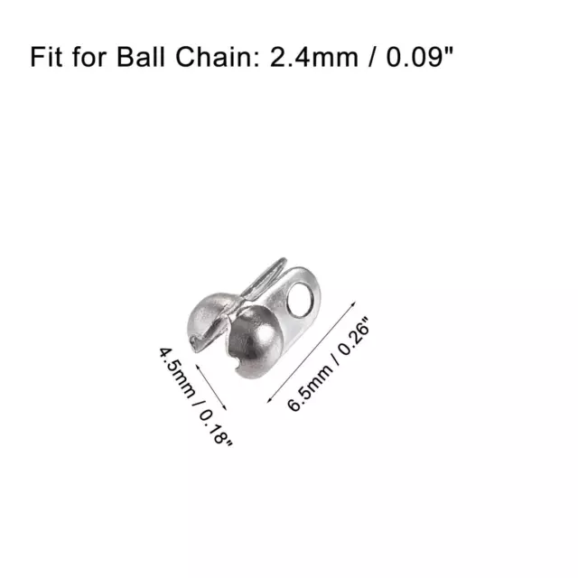 Ball Chain Connector 2.4mm Clamshell Style Stainless Steel Link 100pcs 2