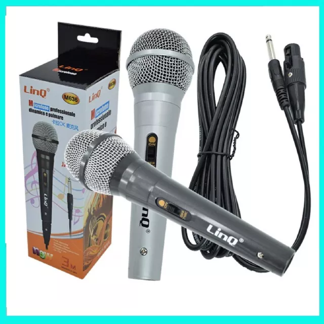 Microfono Professionale Con Cavo 3 Metri + Interruttore Per Karaoke Conferenza