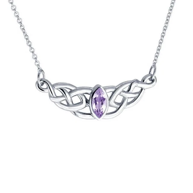 Celtic Knot .925 Sterling Silver Necklace Navette Gem Peter Stone Fine Jewelry