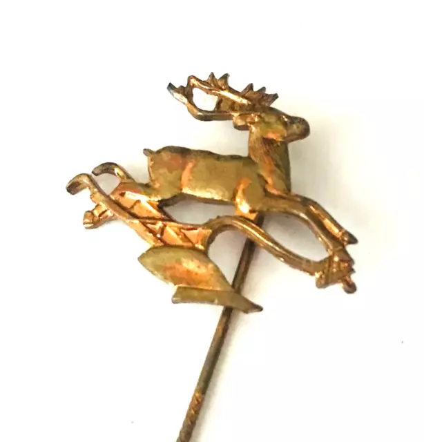 1940s John Deere Logo Moline Running Deer & Plow Hat Lapel Stick Pin JD Marked