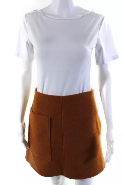 COS Womens Fleece Pocket Mini Pencil Skirt Tan Wool Size 6