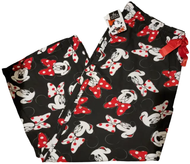 Official Disney Classic Mickey & Minnie Mouse Comfy Black Ribbon Lounge Pants!