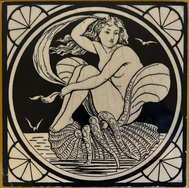 MINTON STOKE ON TRENT TILE MOYR 'Water Nymph' series RARE * AUTHENTIC!