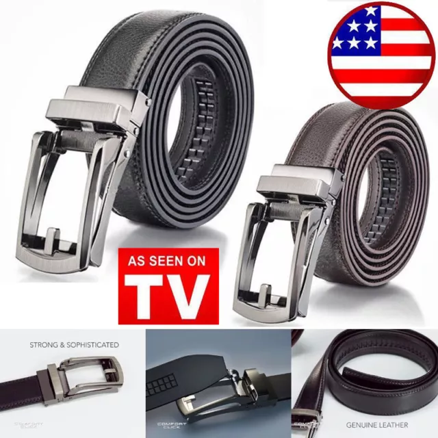 HOT! COMFORT CLICK Leather Belt Automatic Adjustable Men As Seen On TV US Stock