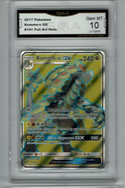 Kommo-o GX FULL ART ULTRA RARE 141/145 SM Guardians Rising Pokemon  Gem Mint 10