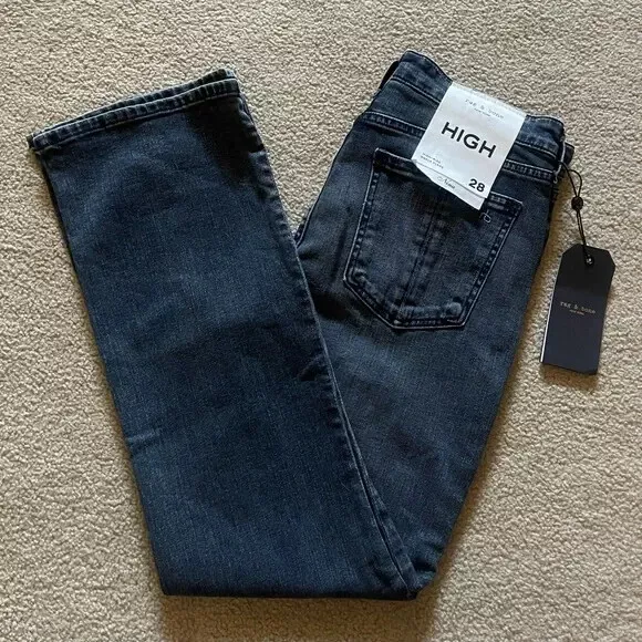 NWT Rag & Bone Nina High-Rise Ankle Flare Jeans in Ziggy1 28