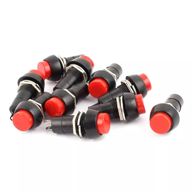 10 Pcs AC250V 3A 12mm Dia Panel Mounted SPST Latching Push Button Switch Red