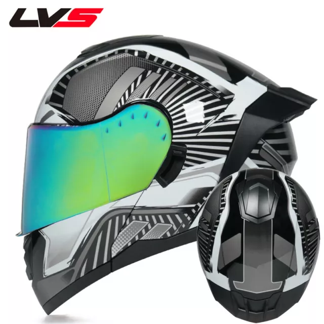 Flip up Modular Motorcycle Helmet Full Face Dual Lens Motocross Helmet DOT