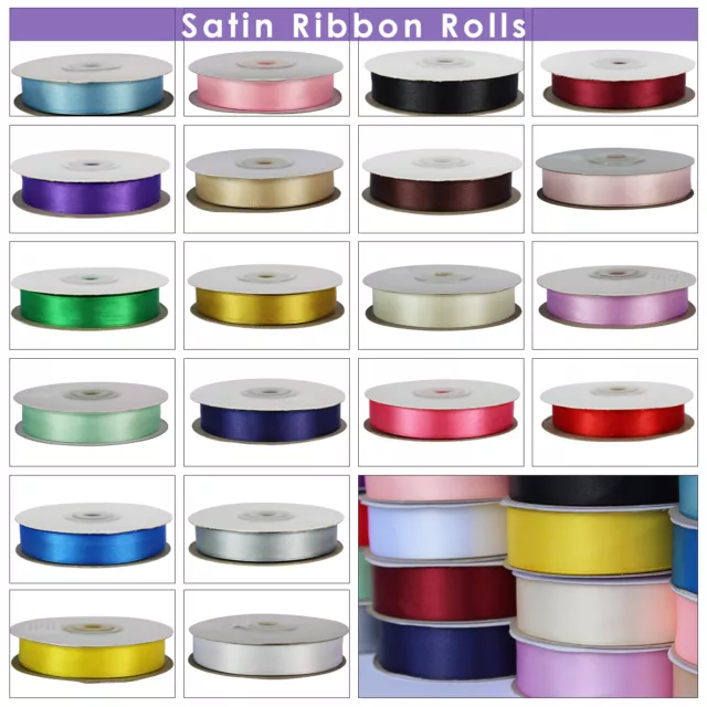 Double Sided Satin Ribbon Choice of 3 6 10 15 25mm Widths Card Making Bow Crafts