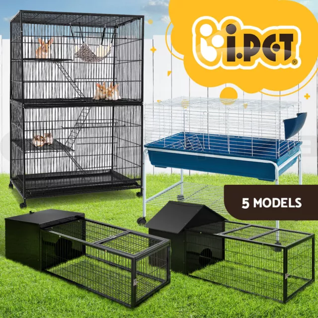 i.Pet Rabbit Cage Hutch Indoor Guinea Pig Pet Cage Ferret Carrier Bunny Outdoor