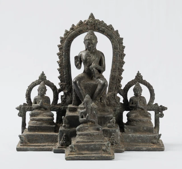 Antique Indonesian Style Bronze Javanese Protection Buddha Statue - 20cm/8"