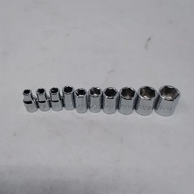 Proto 10 pc 1/4 Dr 6pt SAE Standard Socket Set 3/16 - 9/16 (Made In USA)