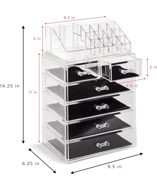 Sorbus  Acrylic Cosmetics Makeup and Jewelry Storage Case Display Set