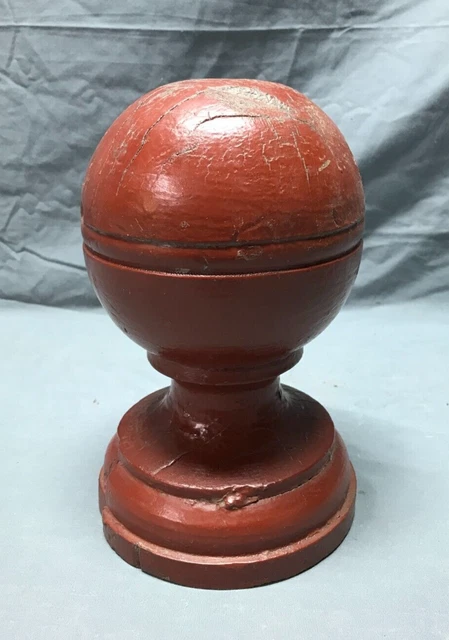 Antique Shabby Barn Red Wood Beaded Ball Newel Post Finial VTG Chic 2007-22B