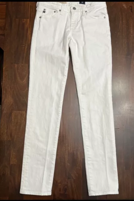 AG Adriano Goldschmied The Stilt Cigarette Leg White Denim Jeans Women's sz 26R