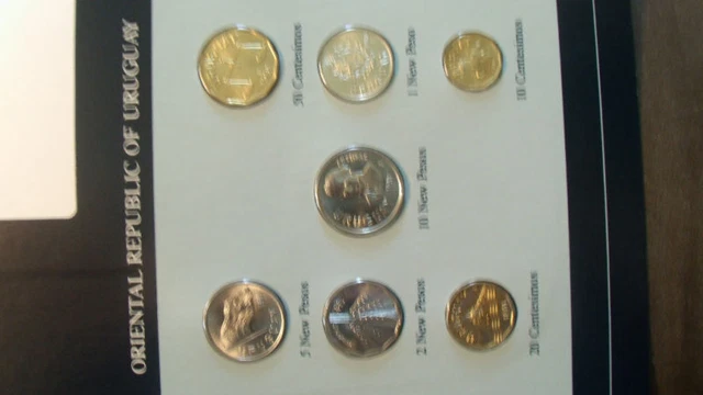 Coin Sets of All Nations Uruguay w/card 1980-1981 UNC Zabala 1 New Peso 1980 2