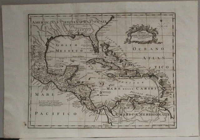 West Indies Mexico Central America United States1763 Coltellini Antique Map