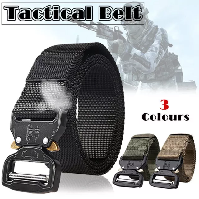 Mens Canvas Outdoor Tactical Belt Heavy Duty Army Waist Web Strap Waistband Hot