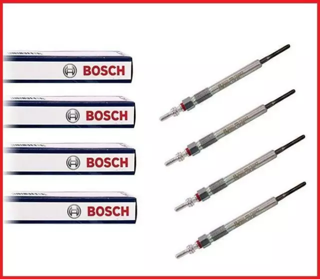 4 Candelette Bosch Per Fiat Grande Punto 500 Panda 1.3 Multijet Mjt 0250203002