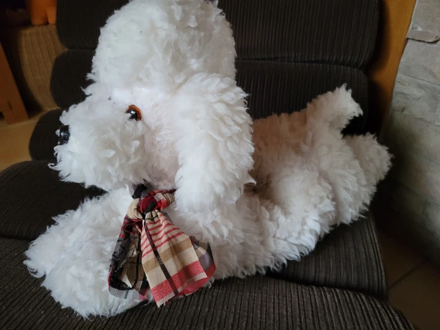 Ancien doudou peluche chien bleu jaune rose vert NOUNOURS