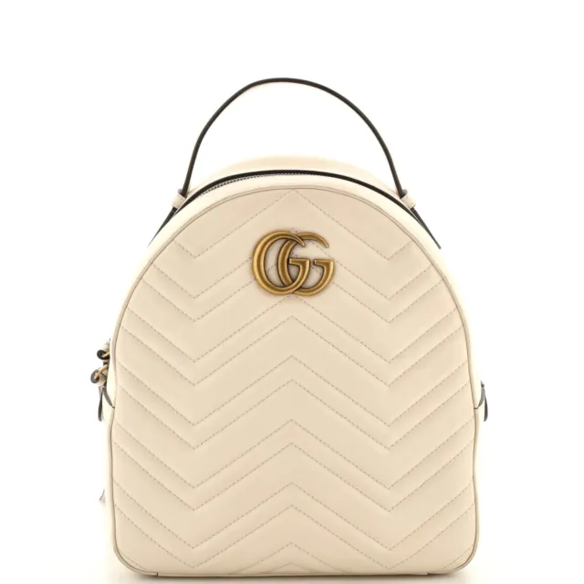 Gucci GG Marmont Backpack Matelasse Leather Small White