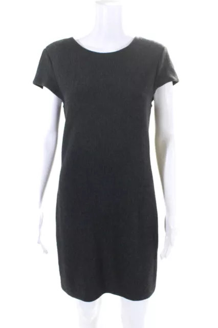 Alice + Olivia Women's Ribbed Short Sleeve Shift Dress Gray Size L