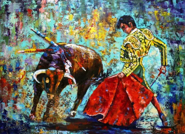 Peinture / huile sur panneau Le matador signée E.Boyer Fisher 92