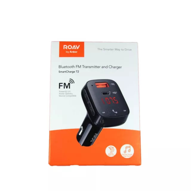 Anker Roav Smartcharge T2 Bluetooth 5.0 Fm Transmitter Usb-C Pd Black New R5114