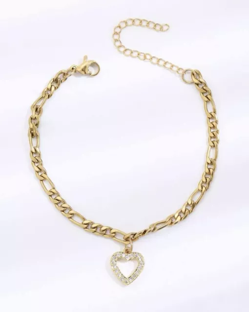 Bracelet Coeur femme Acier inoxydable doré filigrané - Ninanina