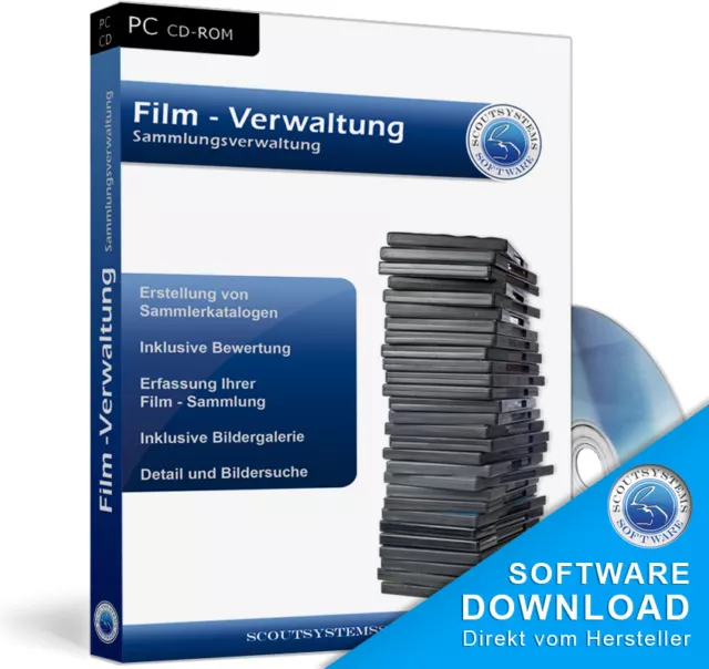 DVD Filme, Bluray,VHS,Schmalfilm  Film Verwaltung,Archivierungsprogramm,Software