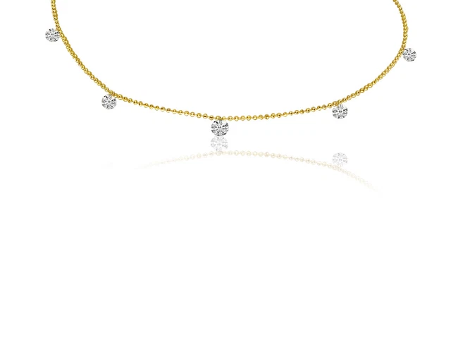 14K Yellow Gold 0.55 Diamond By The Yard Necklace with 18" Chain