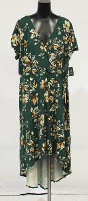 Fortune + Ivy Women's Plus Irene Faux Wrap Knit Maxi Dress EJ2 Green Size 3X NWT